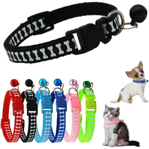Small Puppy Collar Boy with Bell, Soft Nylon Identification Cat Collars with Bells for XXS Xs Small Tiny Little Pet Dogs Female Kitten Girls Animal, Neck 7.5-12.5 Inch