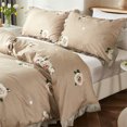 thumbnail image 4 of Move Over Yellow Floral Duvet Cover Set Queen Ruffle Flowers Bedding Sets Ruffle Pattern Microfiber No Filling, 4 of 10