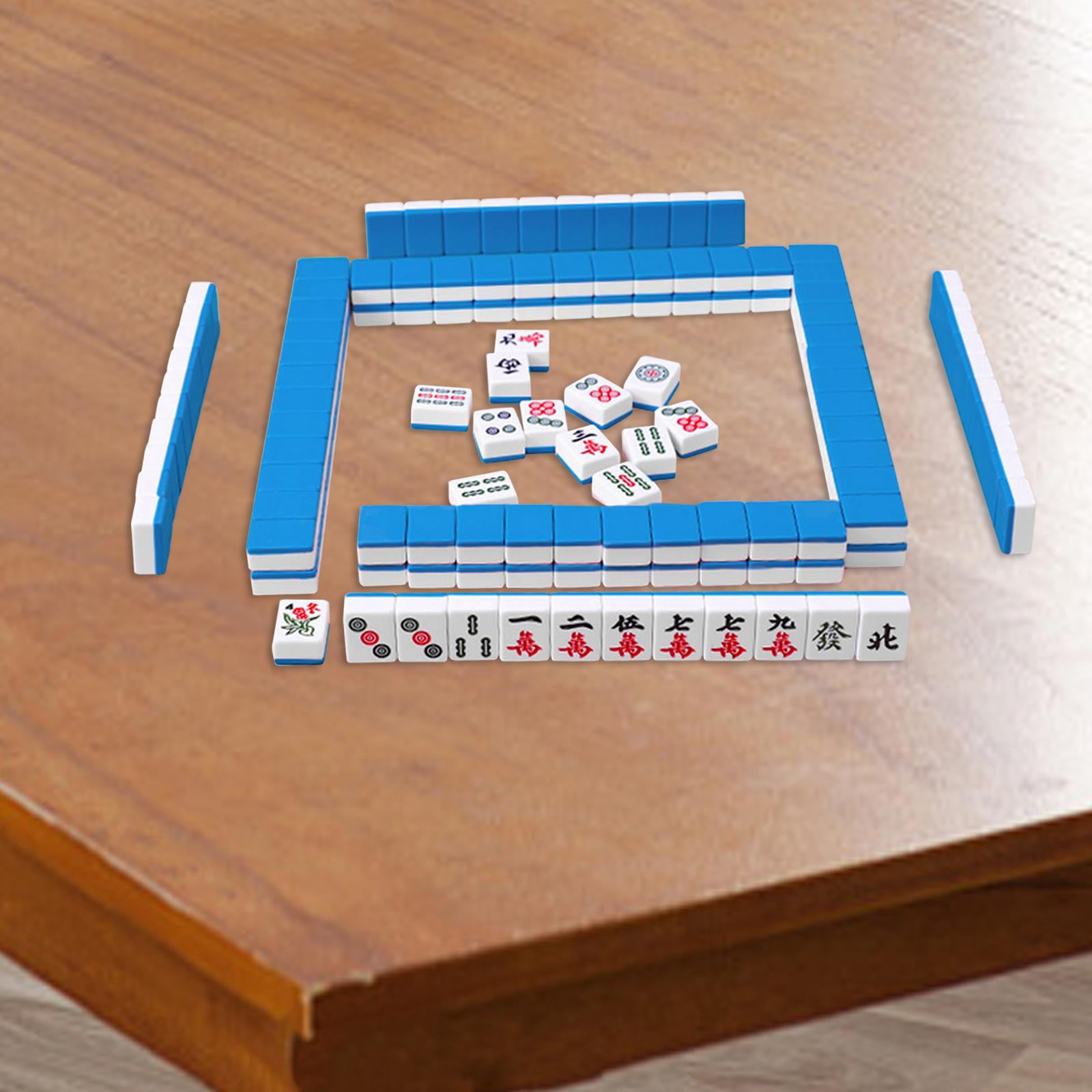 LeeQinersw 144x Chinese Version Game Set Leisure Time Chinese Style Game Mini Mahjong Tiles Blue