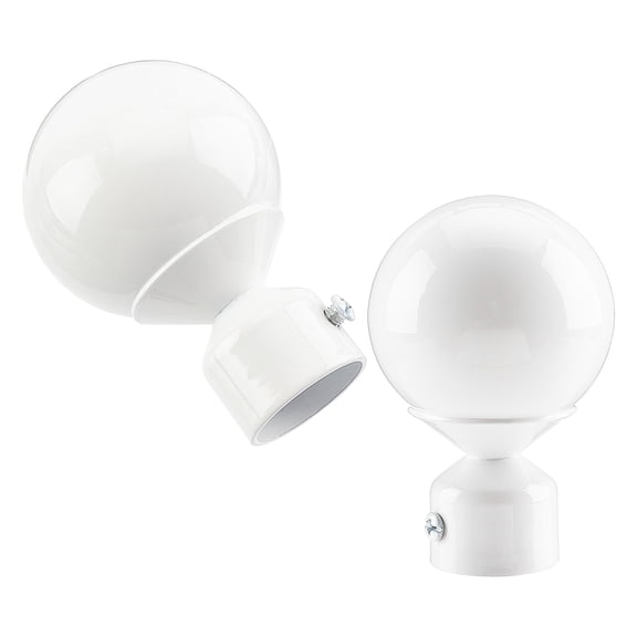 2Pcs Iron Round Curtain Rod Finials Screws Curtain Rods White 89x60mm diy