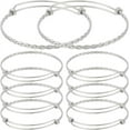 thumbnail image 1 of 10 pulseras ajustables de acero inoxidable de 6,35 cm (2,5") con alambre expandible para manualidades y creación de joyas para mujer., 1 of 6