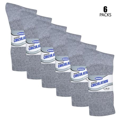 Unisex Diabetic Crew Circulatory Non-Elastic Cotton Socks for Mens & Womens (6 Pairs Gray  9-11) price history on PriceWatchPro