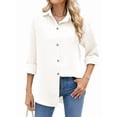 thumbnail image 3 of Camisas de Larga con Botones para Mujer, Blusas de Trabajo de Gran Tamaño con Cuello y Hombros Caídos, Blusa Holgada con Textura Crema XL, 3 of 9