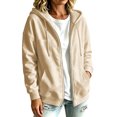 thumbnail image 7 of Edvintorg Women's Jackets Loose Zip up Long Sleeve Coat Fall Winter Casual Hooded Outerwear with Pocket Women's Clothes S-2XL Beige, 7 of 7