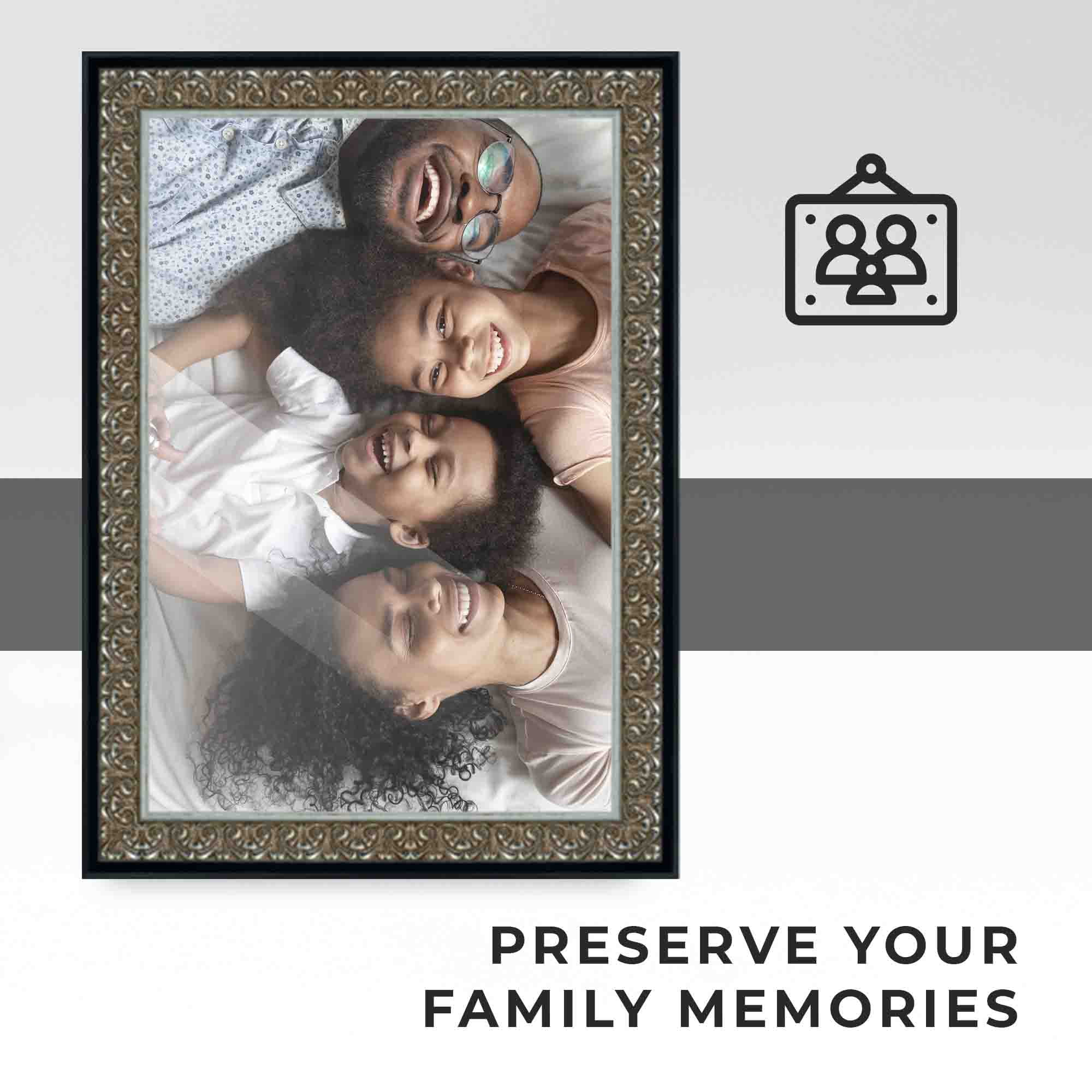 18x24 Frame Silver Real Wood Picture Frame Width 1.75 Inches | Interior Frame Depth 0.5 Inches |