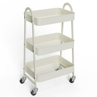 Simply Tidy Lexington White Mini Rolling Cart with Small Utility