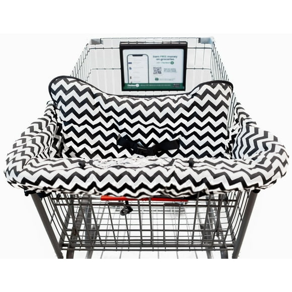 TOTES BABIES Funda para carrito de la compra y funda para trona, algodón suave, con funda para teléfono, blanco y negro