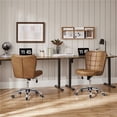 thumbnail image 5 of Yaheetech Modern Tufted Armless Desk Office Chair with Rolling Wheels, Retro Brown, 5 of 7