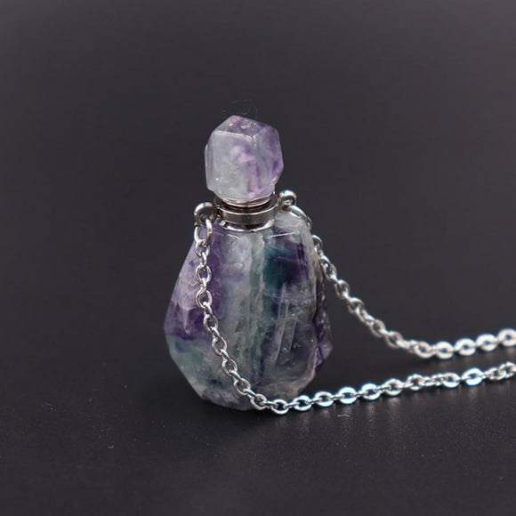 TopLLC Natural Stone Crystal Perfume Bottle Necklace Crystal Perfume Bottle Stainless Steel Chain Crystal Necklace 0.5ml necklace necklace