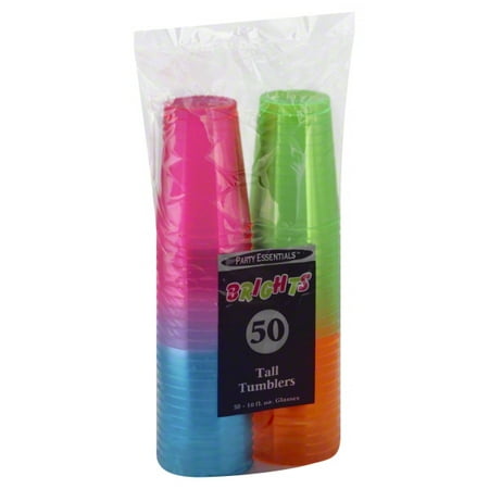 Plastic Neon Tumbler Glasses 10 oz 50 Count