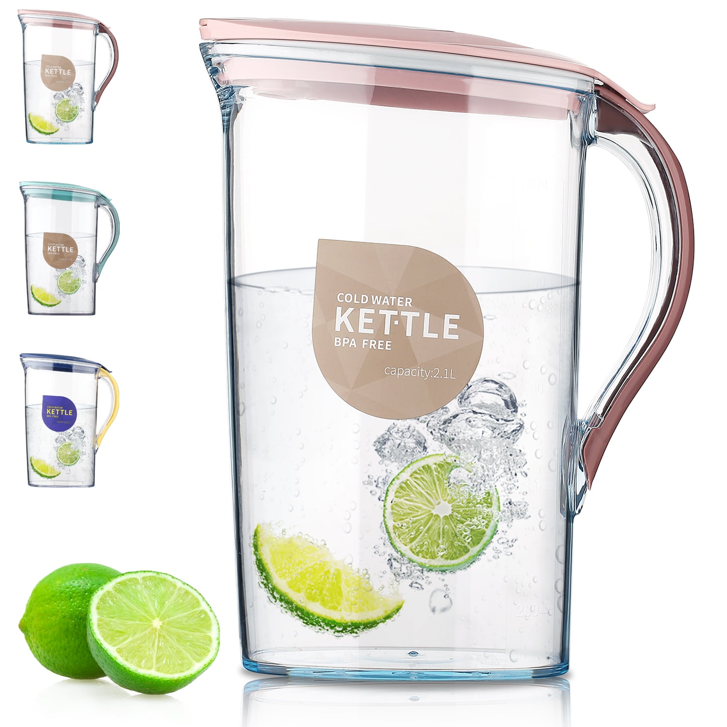 ReaNea Plastic Water Pitcher with Lid 71 oz, Great for Juice, Milk ...