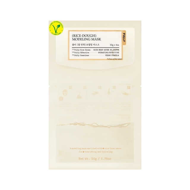 Mascarilla modeladora facial FULLY Rice Dough 50 ml x 4 vegana