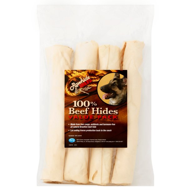 PetAg Rawhide 100 Beef Hides Dog Treats, 9", 4ct.
