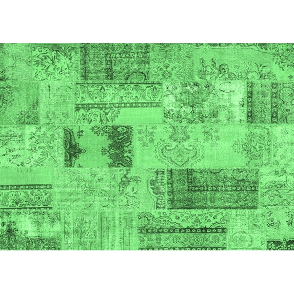 Ahgly Company Indoor Rectangle Patchwork Emerald Green Transitional Area Rugs, 5' x 8'