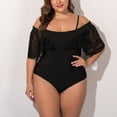 thumbnail image 2 of Xuewenshw Women's Solid Color Conservative Black Webbing Slim Fit Plus Size Swimsuit Pucker Bikini Bottom, 2 of 9