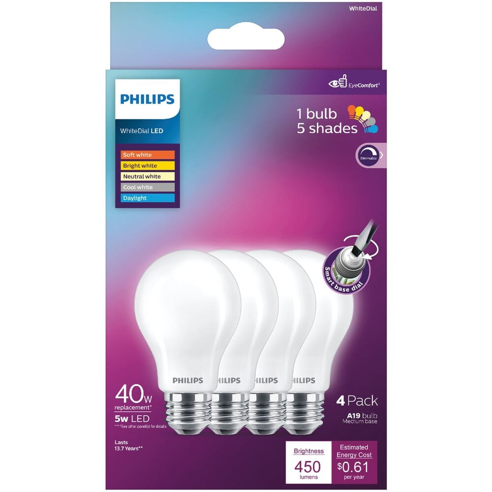 Philips Lighting Co Philips WhiteDial LED A19 Light Bulb