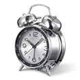 thumbnail image 1 of Reloj despertador ruidoso para adultos que duermen mucho, cuarzo retro silencioso de 4 pulgadas con retroiluminación, alarma analógica para niños de doble campana (gris), 1 of 5