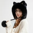 thumbnail image 6 of Xmarks Winter Cute Cat Ears Knit Hat Ear Flap Crochet Beanie Hat Black, 6 of 9