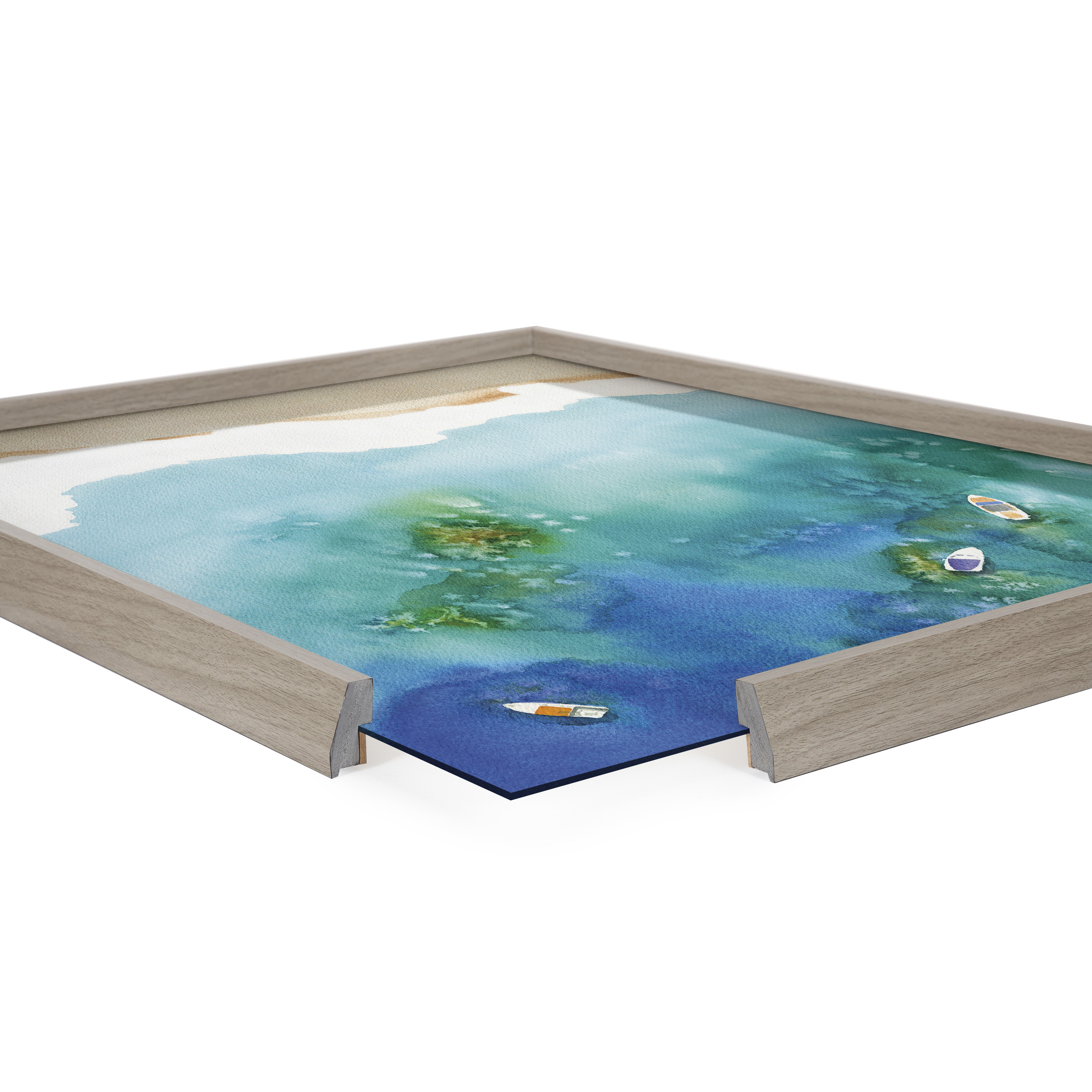 Kate and Laurel Blake Voyage Framed Printed Glass Wall Art by Janet Meinke-Lau, 18x24 Gray, Decorative Coastal Art for Wall