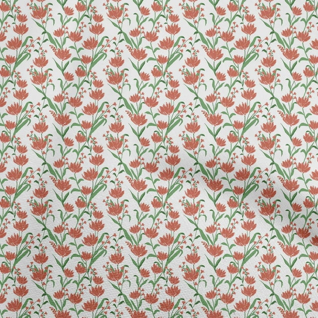 oneOone Cotton Flex Orange Fabric Floral Sewing Craft Projects Fabric Prints By Yard 40 Inch Wide