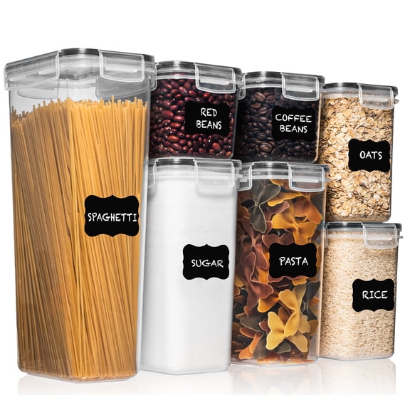Shazo 7PC Food Storage Containers with Lids, Airtight Food Storage Containers Set for Pantry Organization, BPA Free Kitchen Canisters for Flour Sugar Pasta Cereal, Stackable Kitchen Storage Container