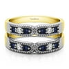 Diamonds (G,I2) and Sapphire Mounted in Sterling Silver Double Shared Prong Vintage Ring Guard (0.48ctw)