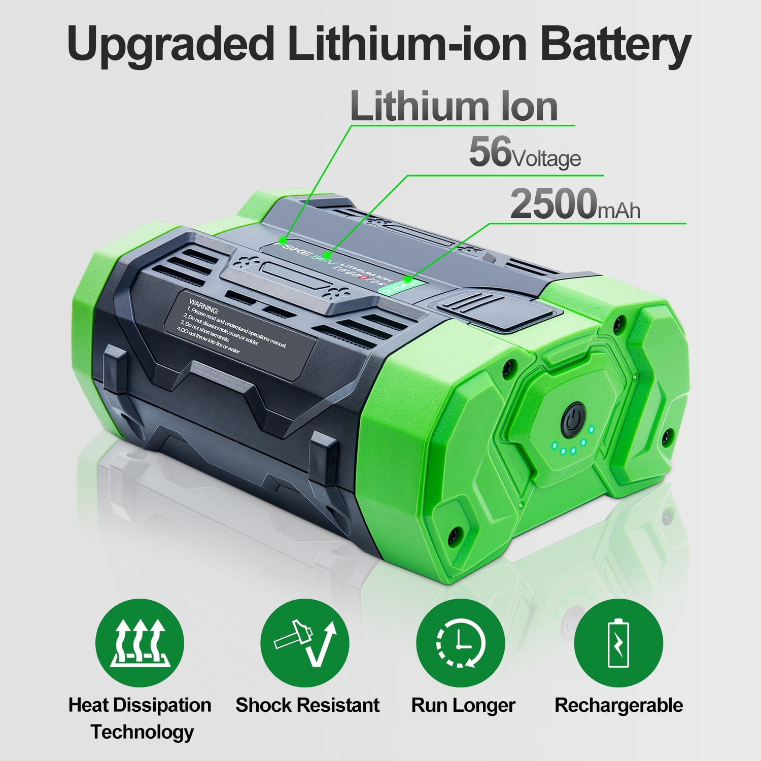 FSKE Replacement for EGO 56V Battery BA1400 BA2800 BA4200, 56 Volt 2.5Ah Batteries Compatible with Ego Power Tools