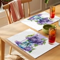 thumbnail image 4 of Purple Hydrangeas Placemats Set of 4 Farmhouse Purple Stripe Linen Place Mats Indoor Wipeable Table Mats Washable Cloth Dining Table Placemats for Kitchen Holiday Party Home Decor 13x19 Inch, 4 of 9