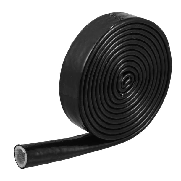 3/4" ID Calor Blindado Fuego Manga Silicona Vidrio Fibra Cinta Negro 10 pies