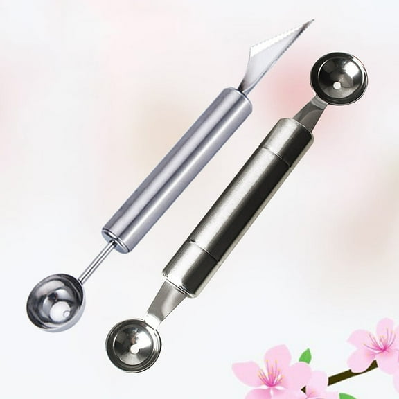 WHAMVOX Stainless Steel Fruit Ball Scoop for Kitchen Use Silver Mini Compact and 2 pcs