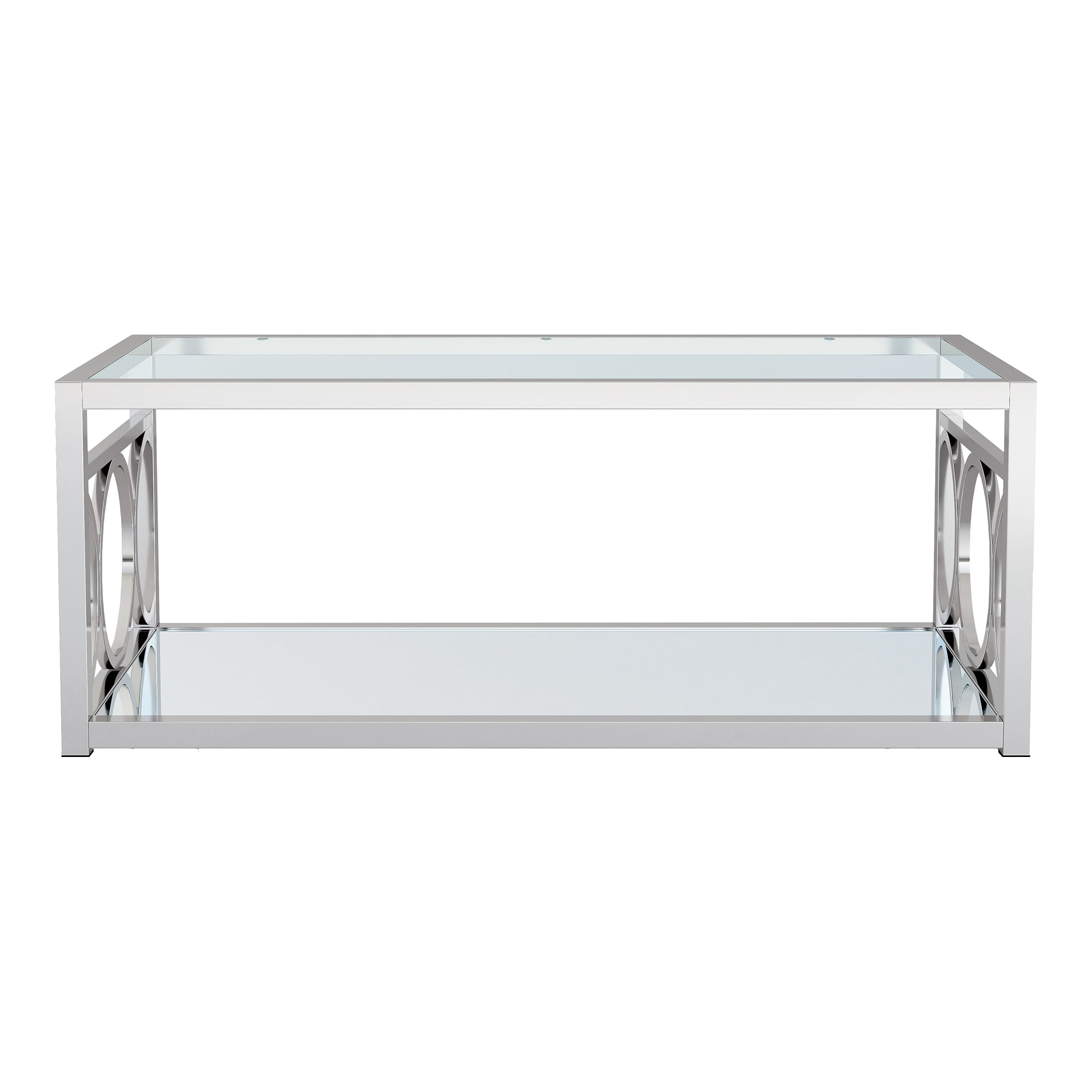 Furniture of America Hirsh Glass Top Coffee Table, Chrome