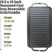 Bilot Cast Iron Chef Collection Rectangular Reversible Grill & Griddle - 20 in x 10 in