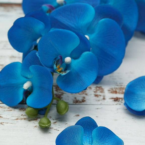 Efavormart 20 PCS Flower Heads - 4" Royal Blue Silk Orchids Head - Artificial Orchid Flowers for DIY, Wedding, Bouquet, Party, Home, Tabletop, Floral Centerpiece Décor