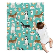Husky and Coffee Blanket,Comfortable Soft Flannel Throw Blanket,All Season,Warm Lightweight Blankets for Sofa Bed Couch Living Room Chair,30"x40"
