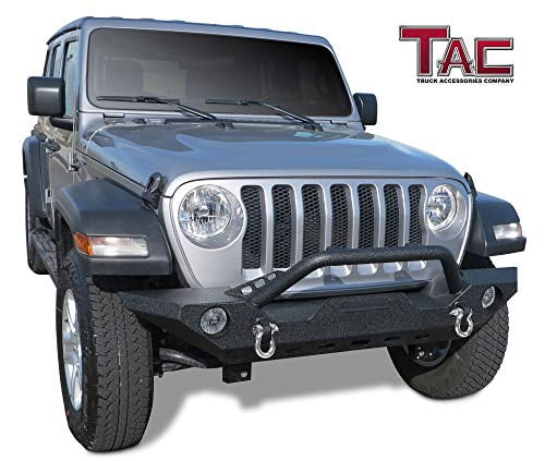 BETTER AUTOMOTIVE Front Bumper Fit 2007-2020 Jeep Wrangler JK//2018-2020 Jeep Wrangler JL 2020 Jeep Gladiator Textured Heavy Duty with OE Fog Light Hole D-Ring Winch Mount Plate Rock Crawler Off road