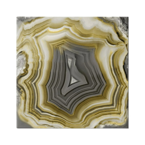 Stupell Agate Gold & Grey Crystal Abstract Painting Gallery Wrapped Canvas Print Wall Art
