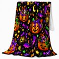 thumbnail image 2 of Cute autumn celebration Pumpkin Bat Pattern Living Room, Festive autumn celebration Scene, Warm Flannel Blanket for Living Room and Family Room, Art Lovers autumn celebration Gift, Festive Home Decor, 2 of 9