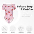 thumbnail image 4 of Balery Strawberry Floral Body de cuello redondo de manga corta para mujer Tops de manga corta Tops básicos-Large, 4 of 7