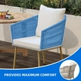 thumbnail image 6 of Dextrus Outdoor Patio Dining Chairs, PE Rattan Outdoor Dining Armchair with Cushion, Single Sofa Chair Wicker Bistro Chairs - Beige, 6 of 10