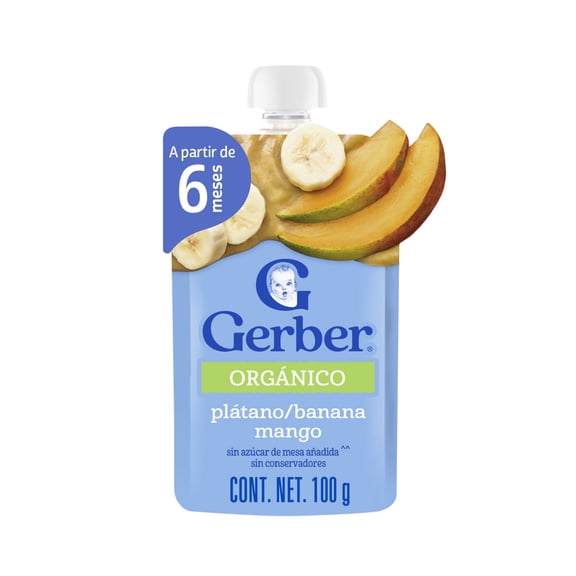 Alimento para lactantes Gerber orgánico puré de plátano y mango 100 g