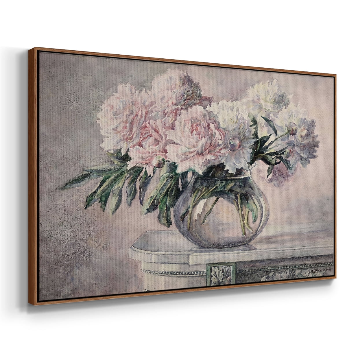 Vintage Botanical Print-LIX By Wexford Home Framed in Walnut Wood Gallery Wrapped Canvas 25 in. x 37 in.