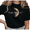 Black-1, variant on Women's Gray Crescent Moon Simple Sans Serif Copy Moon Celestial Graphic Short Sleeve T-shirt Relaxed Fit
