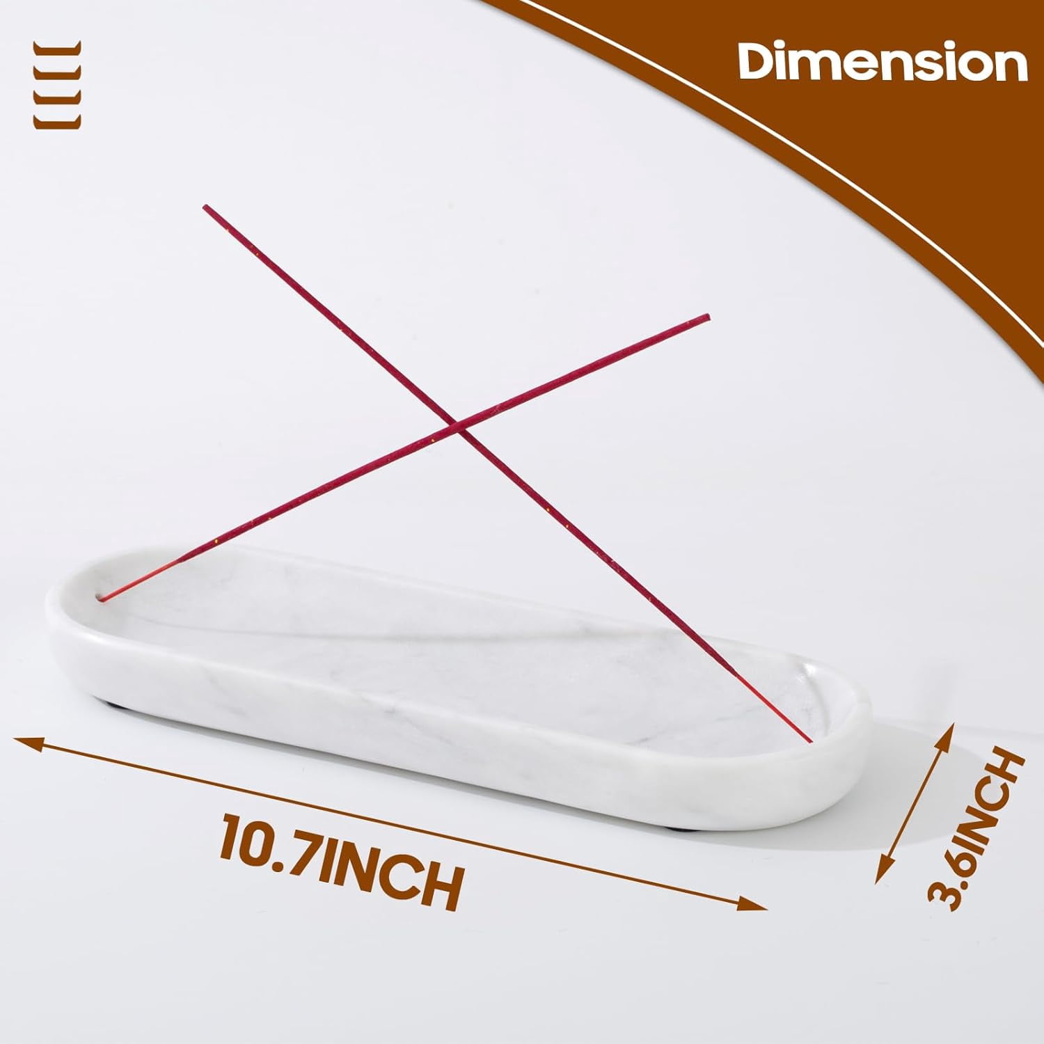Incense Holder, Natural Marble Burner, Stick Holder for Meditation, insence-Sticks 10.6inch Ash Catcher (White)