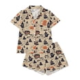 thumbnail image 3 of FASHOFT Womens Halloween Pajamas Set Ghost Pumpkin Printing Button Up Pjs Short Sleeve Ruffle Sleepwear Notch Collar Bride Soft Comfy Pj Lounge Sets Khaki L, 3 of 9