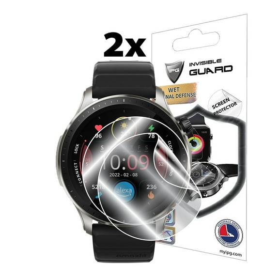 IPG for Amazfit GTR 4 Smart Watch Screen Protector (2 Units) Invisible Ultra HD Clear Film Anti Scratch Guard-Smooth/Self-Healing/Bubble -Free for GTR 4