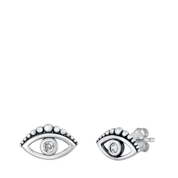 Sterling Silver Studded Bali Eye Earrings 925 New Jewelry Female Unisex