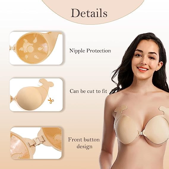 SHAR 2 Shell Adhesive Silicone Invisible Bras, Backless Push Up Bras, Lift  Up Bra Patches