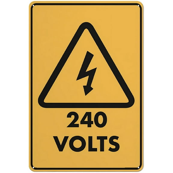 Caution 240 Volts-Electrical Hazard Sign, 8"x12" Aluminum UV Ink Printed Sign, Utility Safety Sign for House and Business