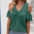 thumbnail image 2 of Guluxicc Summer Cold Shoulder Tops for Women V Neck Short Sleeve Shirts Ladies Cute Casual Blouse Going Out Outfits, 2 of 8