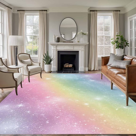 Rectangle Area Rugs 8 x 10 Ft, Abstract Rainbow Non-Slip Residential Carpet, Fantasy Ombre Moden Art Indoor Crawling Mats Runner Rugs for Living Room/Dining Room/Bedroom